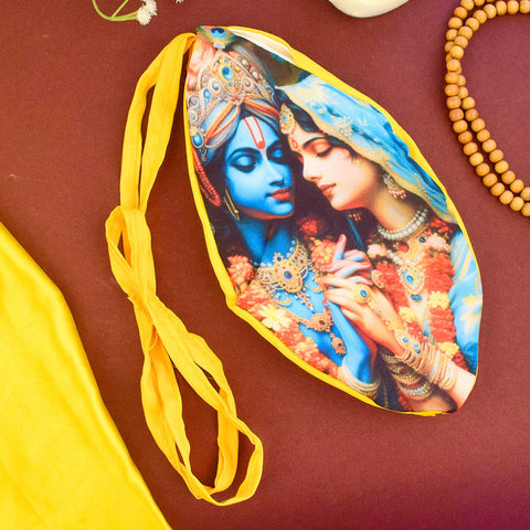 100% Cotton Radha Krishna Photo Jap Mala Jholi Bag in Assorted Color. Indiaβs Largest Brass Idols Brand - www.satvikstore.in