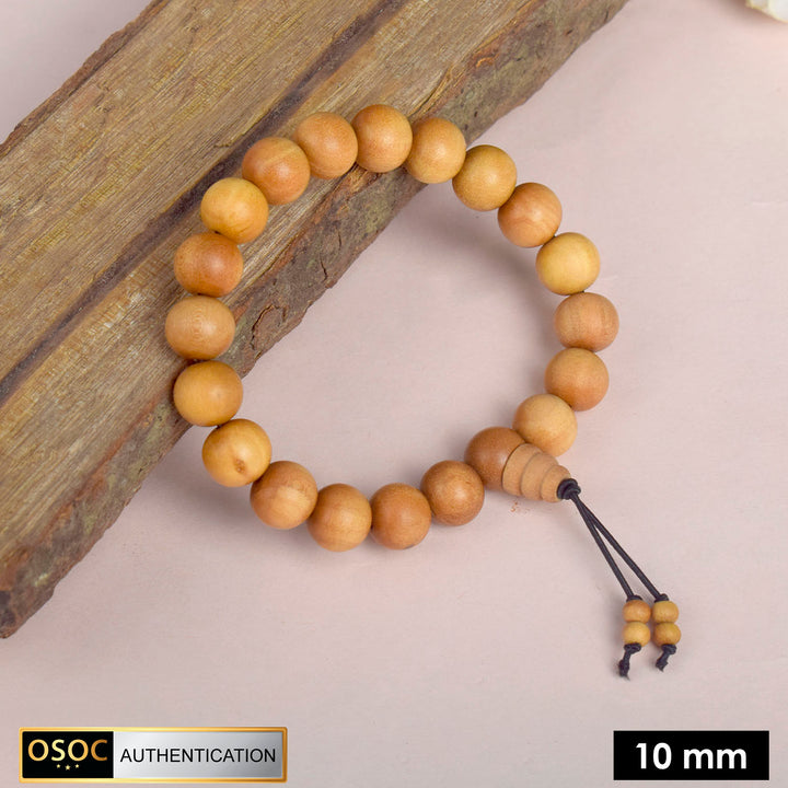 100% Original 10mm White Chandan Bracelet for Peace and Inner Calm – Natural Sandalwood Spiritual Bracelet for Meditation and Mindfulness. India’s Largest Pooja Accessories Brand – www.satvikstore.in