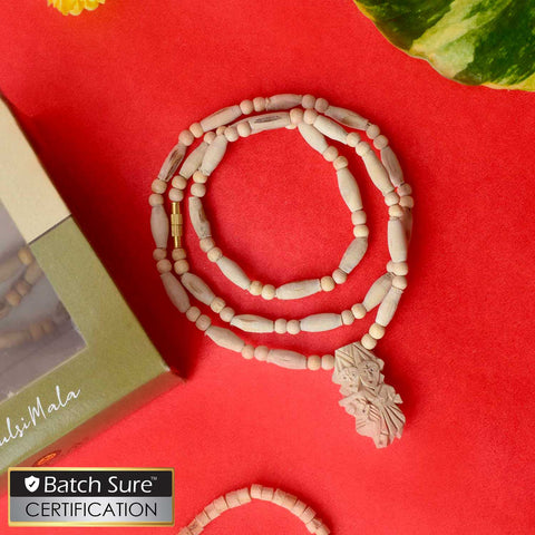 100% Original Charming Tulsi Mala with Radha Krishna Locket, made from sacred Tulsi wood beads, ideal for spiritual practice, meditation, and mantra chanting. Indiaβs Premium Jap Mala Store - www.satvikstore.in