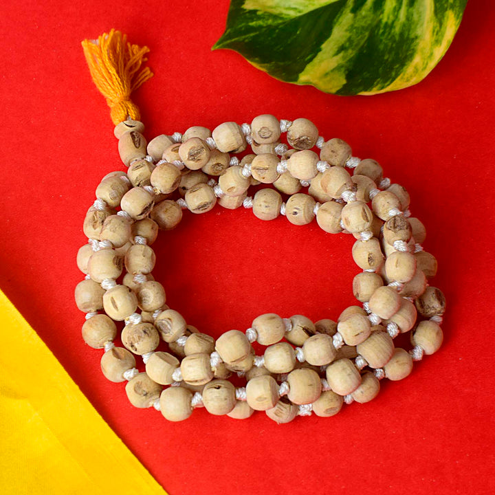 100% Original Tulsi Jap Mala with 108 beads of 9-10mm size, neatly strung for spiritual chanting and meditation. India’s Premium Jap Mala Store- www.satvikstore.in