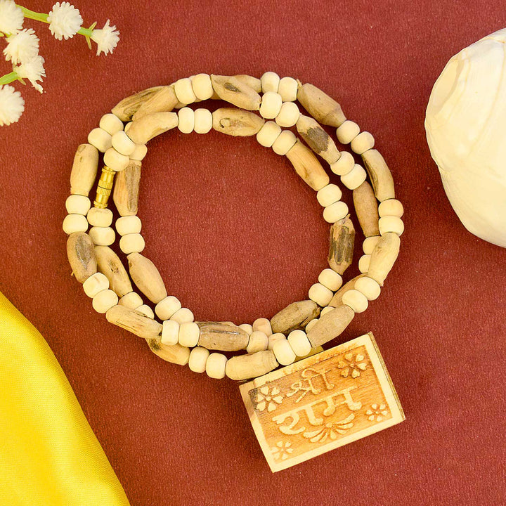 100% Original Tulsi Mala with Shri Ram Wooden Locket – Natural prayer beads for mantra chanting and divine connection. India’s Largest Brass Idols Brand - www.satvikstore.in