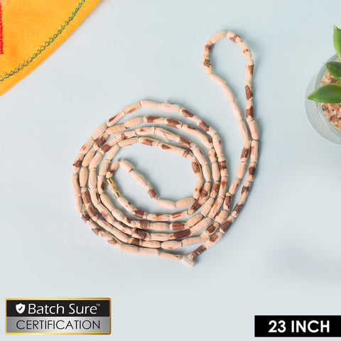 100% Pure 23 Inch Long Tulsi Kanthi Bead Jap Mala for chanting and meditation, sacred wooden mala promoting peace, devotion, and spiritual well-being. Indiaβs Premium Jap Mala Store - www.satvikstore.in