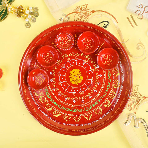 "10 Inch Stainless Steel Aarti Thali Set with Ganpati Design and complete pooja accessories" Indiaβs Largest Pooja Accessories Brand - www.satvikstore.in