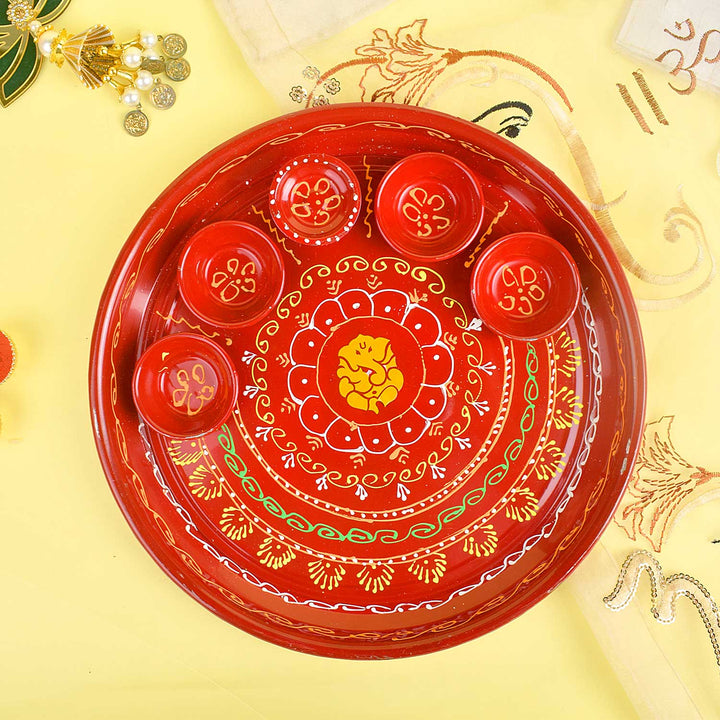 "10 Inch Stainless Steel Aarti Thali Set with Ganpati Design and complete pooja accessories" Indiaβs Largest Pooja Accessories Brand - www.satvikstore.in