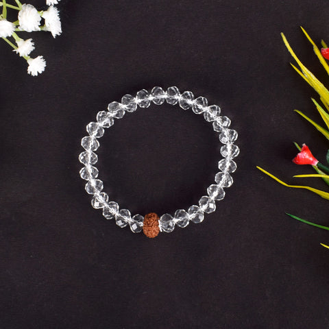 10 Mukhi Rudraksha Bracelet with Sphatik Crystal Beads for Protection and Spiritual Energy. Indiaβs Largest Pooja Accessories Brand - www.satvikstore.in