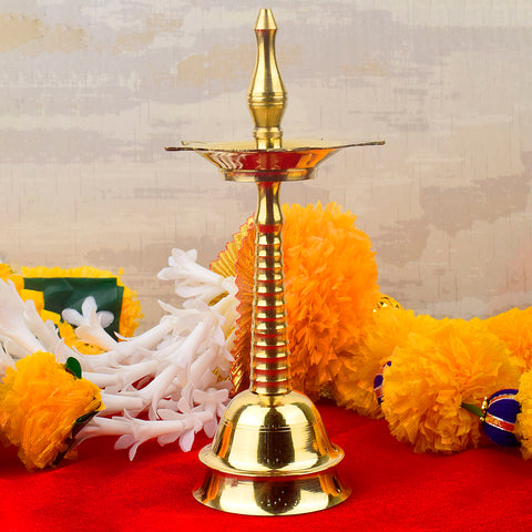 11 Inch Elegant Brass Kerala Inauguration Diya β Handcrafted brass diya perfect for inaugurations, pooja ceremonies, and sacred events, adding elegance and divine blessings to your space. Indiaβs Largest Pooja Accessories Brand β www.satvikstore.in