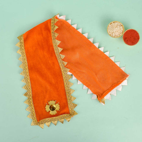 15-inch orange spiritual Angvastra Patka Dupatta, ideal for religious rituals, temple visits, and traditional ceremonies, made from soft fabric. Indiaβs Largest Pooja Accessories Brand β www.satvikstore.in