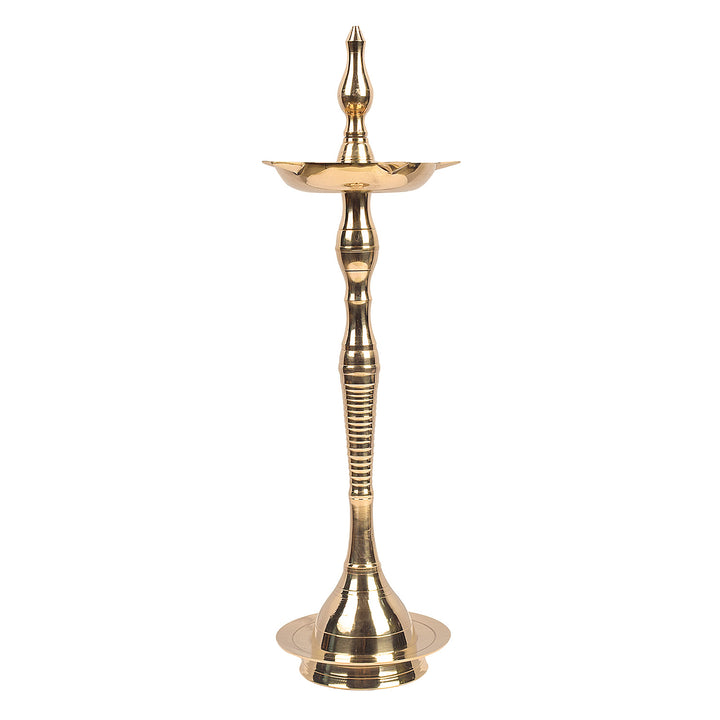 18.5 Inch Brass Kerala Diya Samai Lamp – Handcrafted Kerala diya samai lamp, perfect for temples and pooja ceremonies. India’s Largest Pooja Accessories Brand – www.satvikstore.in