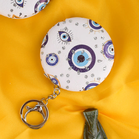 Round Evil Eye Keychain with Foldable Mirror β Stylish, practical, and protective keychain for everyday use. Indiaβs Largest Pooja Accessories Brand β www.satvikstore.in