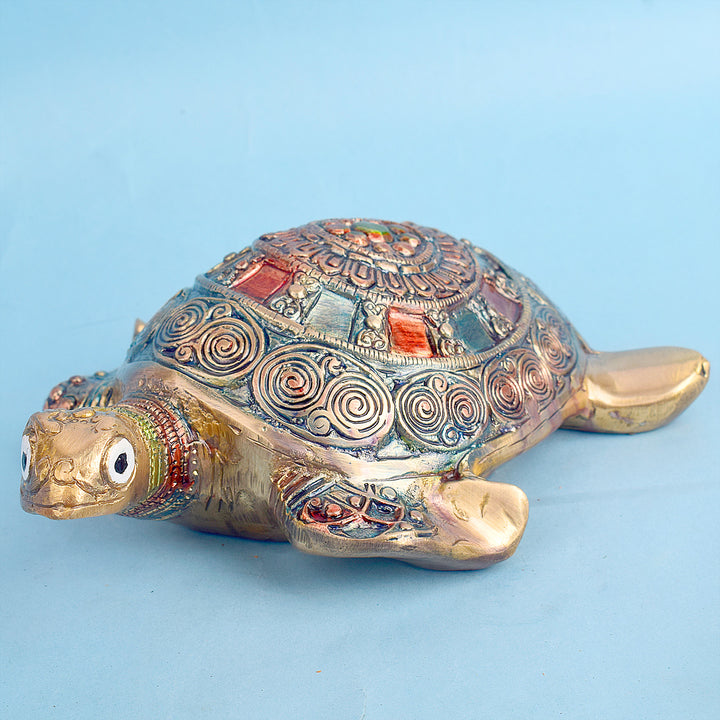 2.8 inch antique brass turtle murti symbolizing longevity, stability, and good fortune. India’s Largest Brass Idols Brand - www.satvikstore.in