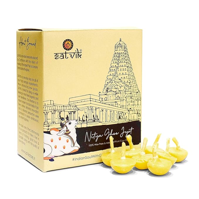 Set of 30 Pure Cow Ghee Diya Wicks (Wax Free), handcrafted for spiritual rituals using Ayurvedic purity. Eco-friendly and ideal for sacred lighting. Indiaβs Largest Pooja Accessories Brand β www.satvikstore.in