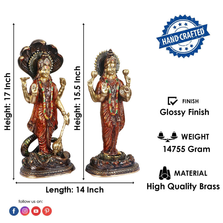 Large Brass Idol of Graceful Brass Laxmi Narayan Idol generally symbolizes the union of mind and soul. It also helps in maintaining the cordial relationship between husband and wife. Couples who keep Vishnu  Parivaar in their home are blessed with Lord Vishnu and Goddess Lakshmi. This Brass Vishnu Parivaar is a must in every home.