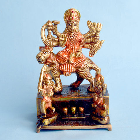 4.9 Inch Brass Sherawali Mata Idol | Divine Durga Maa Statue Brass Statue featuring intricate detailing, perfect for spiritual home decor, temple worship, and devotional gifting. Indiaβs Largest Brass Idols Brand - www.satvikstore.in