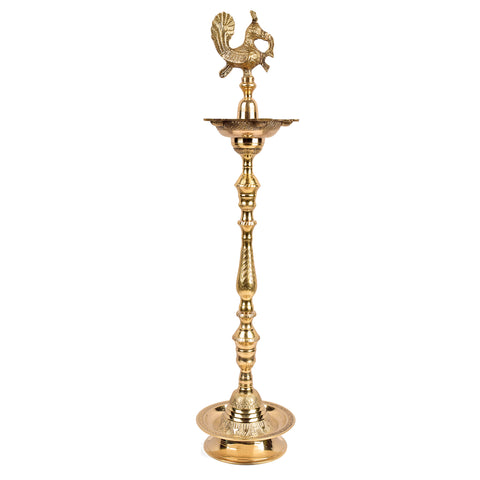 44 Inch Brass Kerala Peacock Samai Deepam Inauguration Lamp