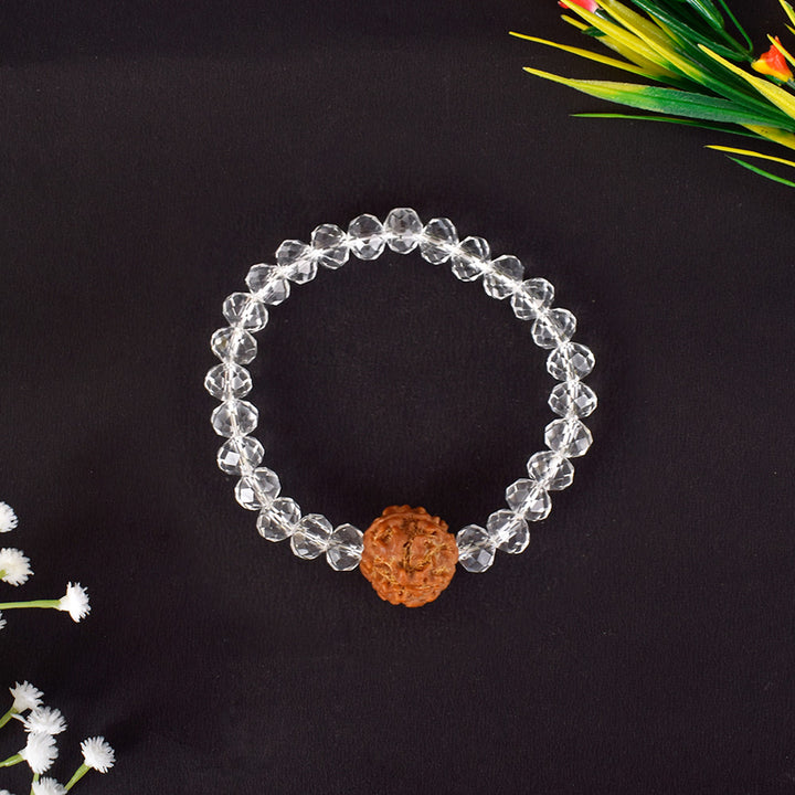 4 Mukhi Rudraksha Bracelet with Sphatik Crystal Beads for Knowledge and Clarity. Indiaβs Largest Pooja Accessories Brand - www.satvikstore.in