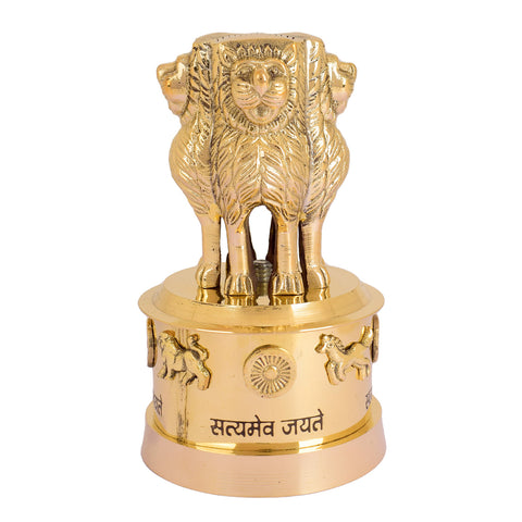 5 Inch Brass Ashoka Pillar Showpiece (National Emblem Decor) Showpiece with Intricate Detailing β Ideal for Home & Office DΓ©cor, Cultural Gifting, and Traditional Displays | Indiaβs Largest Brass Idols Brand β www.satvikstore.in.