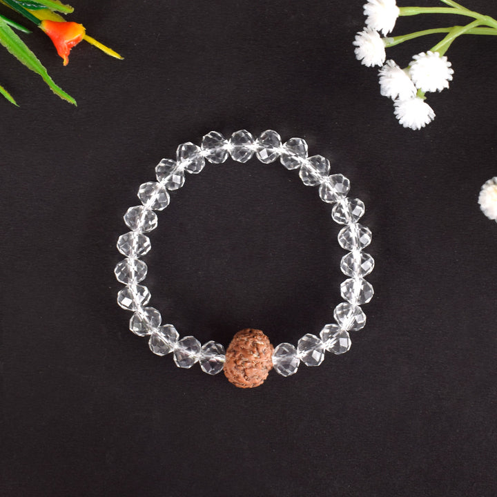 5 Mukhi Rudraksha Bracelet with Sphatik Crystal Beads for Health and Spiritual Growth. Indiaβs Largest Pooja Accessories Brand - www.satvikstore.in