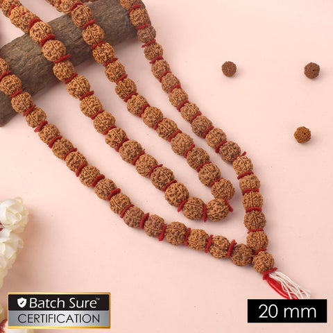 5 Mukhi Rudraksha Kantha Mala with 54 Natural Beads in Velvet Thread for Spiritual Wear. Indiaβs Premium Jap Mala Store - www.satvikstore.in