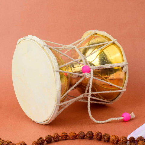 6.5 Inch Divine Brass Damru for Lord Shiva β Sacred Sound Instrument for Pooja. Indiaβs Largest Pooja Accessories Brand β www.satvikstore.in