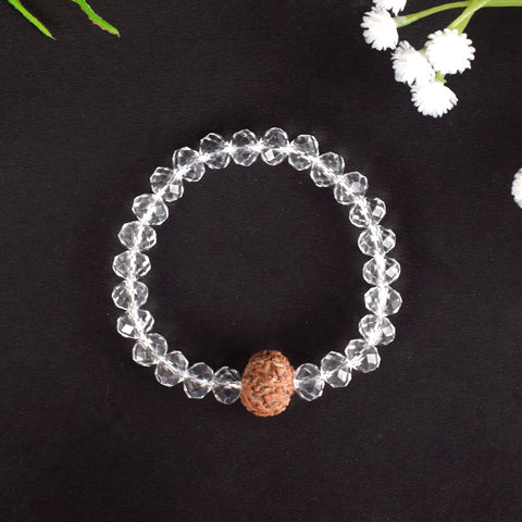 7 Mukhi Rudraksha Bracelet with Sphatik Crystal Beads for Wealth and Prosperity. Indiaβs Largest Pooja Accessories Brand - www.satvikstore.in