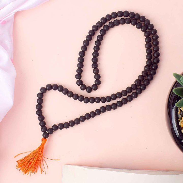 8mm Ebony Wood Mala Matt Finish with 108+1 Beads for Japa & Meditation – Satvikstore.in India’s Largest Pooja Accessories Brand - www.satvikstore.in
