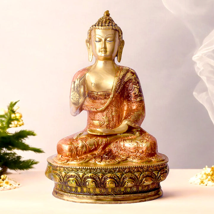 Large Brass Buddha Sculpture β A Timeless Piece for Spiritual Harmony, Serenity, and Meditation, Perfect for Home, Office, or Temple Decor.