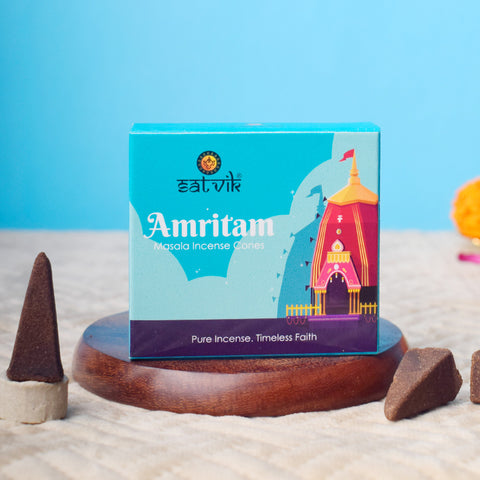Amritam Pure Masala Incense Cones β Natural Handcrafted Dhoop for Pooja and Meditation. Indiaβs Largest Pooja Accessories Brand - www.satvikstore.in