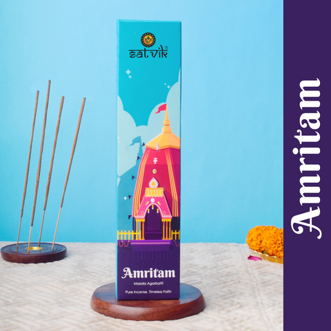 Amritam Pure Masala Incense Sticks pack for spiritual aroma, meditation, and relaxation. Indiaβs Largest Pooja Accessories Brand - www.satvikstore.in