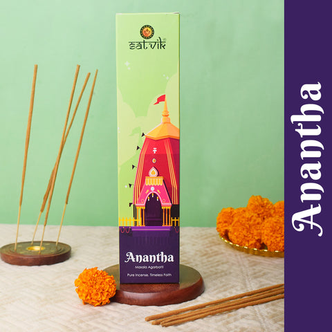 Anantha Pure Masala Incense Sticks pack for meditation, prayer, and soothing aroma. Indiaβs Largest Pooja Accessories Brand - www.satvikstore.in