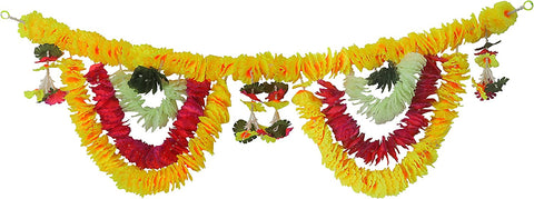 Artificial Flower Bandarwal for Door Decoration β Floral Toran Design-10 featuring bright artificial flowers and traditional embellishments, ideal for festive entrances and pooja decor. Indiaβs Largest Pooja Accessories Brand β www.satvikstore.in