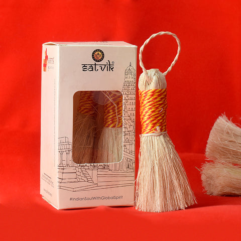 Auspicious Temple Banana Broom (Small) is used for temple rituals and cleaning, symbolizing purity and spiritual cleansing, enhancing the sacred atmosphere during pooja ceremonies β Indiaβs Largest Pooja Accessories Brand β www.satvikstore.in