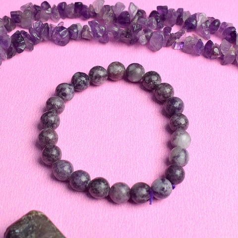 Authentic Lepidolite Crystal Bracelet for Reiki Healing 8MM β Natural Soothing Stone for Stress Relief and Emotional Balance. Indiaβs Largest Pooja Accessories Brand β www.satvikstore.in