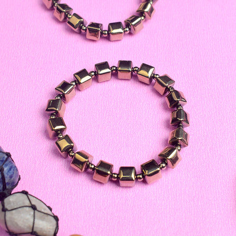 Authentic Pyrite Crystal Square Beads Bracelet for Reiki Healing with 8MM Stones for Prosperity and Energy Balance. Indiaβs Largest Pooja Accessories Brand β www.satvikstore.in