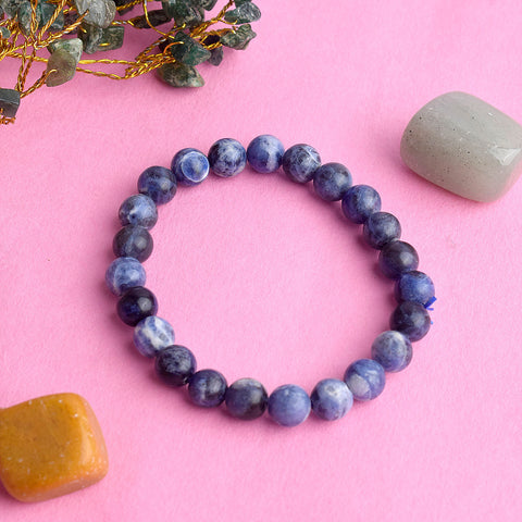 Authentic Sodalite Crystal Bracelet for Reiki Healing β 8 MM Beads for Mental Clarity, Intuition, and Calm. Indiaβs Largest Pooja Accessories Brand β www.satvikstore.in