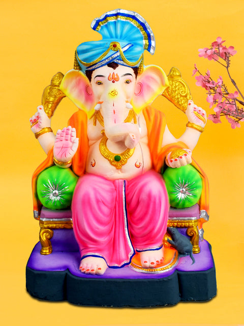 22-inch Avighna eco-friendly Ganesha idol in serene sitting posture, handcrafted from natural clay for Ganesh Chaturthi celebrations. Indiaβs Largest Pooja Accessories Brand β www.satvikstore.in