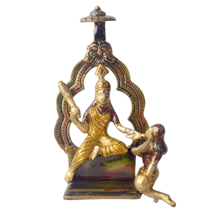 The "Baglamukhi Mata Idol" is a revered representation of Goddess Baglamukhi, known for her divine power to protect and grant victory over adversities. Often depicted with a serene and commanding presence, Baglamukhi Mata is believed to offer strength, courage, and the ability to overcome obstacles.