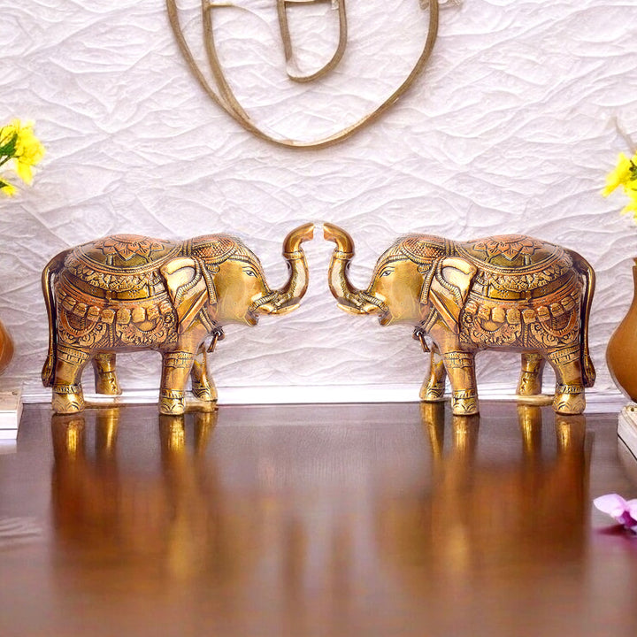 Large Brass Idol of Elephant Statue with Upward Trunk β A Symbol of Prosperity, Good Luck & Vastu Positivity for Home & Office Decor