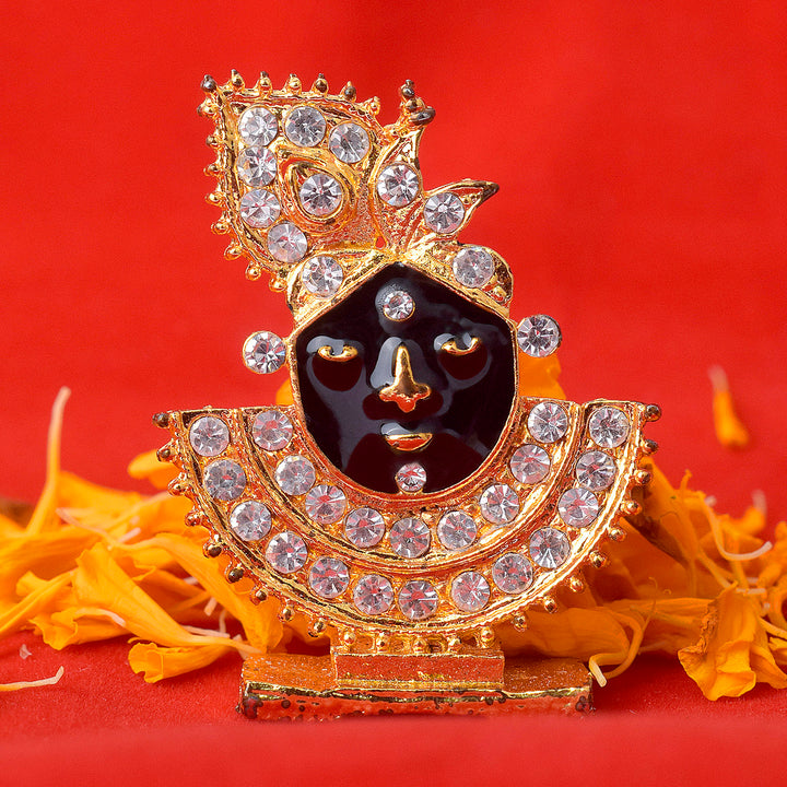 Bankey Bihari Face Idol, intricately crafted religious statue depicting Lord Krishna with detailed facial features, ideal for home decor and spiritual spaces. India’s Largest Pooja Accessories Brand – www.satvikstore.in