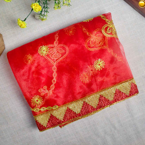 Vibrant 87x40 inch Beautiful Red Mata Chunri with rich fabric for Mata idol decoration β Indiaβs Largest Pooja Accessories Brand β www.Satvikstore.in