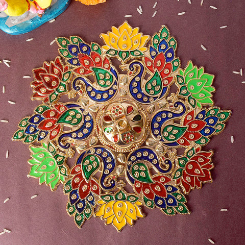 Beautiful peacock and flower design kumkum container crafted for traditional pooja rituals. Indiaβs Largest Pooja Accessories Brand β www.satvikstore.in