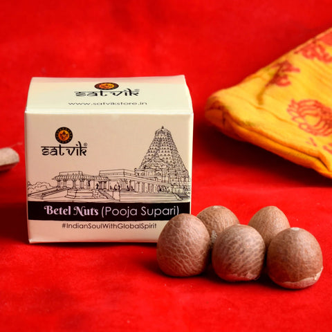 Betel Nuts (Pooja Supari) are essential in Hindu poojas and rituals, symbolizing good luck, prosperity, and positive energy. They are offered during ceremonies for blessings and are considered a sacred offering for divine favor β Indiaβs Largest Pooja Accessories Brand β www.satvikstore.in