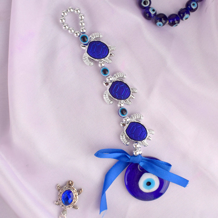 Blue Three-Turtle Evil Eye Hanging for car, door, or office β spiritual protection decor. Indiaβs Largest Pooja Accessories Brand β www.satvikstore.in