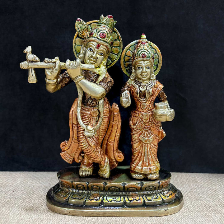 6.7 Inch The Divine Radha Krishna Idol of Sacred Love β Elegantly Handcrafted Brass Statue Depicting Lord Krishna and Radha in a Graceful Pose, Symbolizing Eternal Love, Devotion, and Spiritual Harmony for Home Temple. No.1 Brass Idol Store www.satvikstore.in