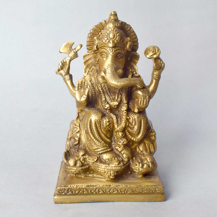 6 Inch Sacred Ganesha Idol β Exquisitely Handcrafted Brass Statue of Lord Ganesha,God of Wisdom, Prosperity, and Success, Perfect for Home Temple, Pooja, and Auspicious Decor. No.1 Brass Idol Store www.satvikstore.in