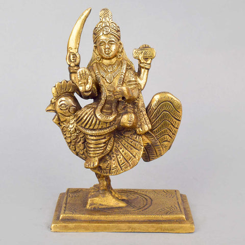 5.9 Inch Pure Brass Bahuchar Mata Statue featuring divine craftsmanship, symbolizing power, protection, and feminine energyβideal for home temples and spiritual dΓ©cor. No.1 Brass Idol Store www.satvikstore.in
