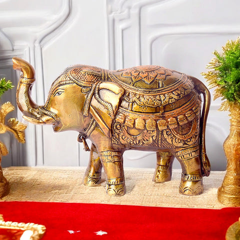 Brass Idol of Elephant Statue with Upward Trunk β A Symbol of Prosperity, Good Luck & Vastu Positivity for Home & Office Decor
India's Largest Puja Accessories Brand - Satvik
