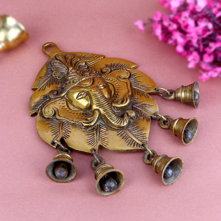 9 Inch Brass Decorative Ganesh Wall Hanging with intricate detailing, symbolizing prosperity, wisdom, and remover of obstacles – perfect for home or office décor and spiritual blessings. No.1 Brass Idol Store www.satvikstore.in
