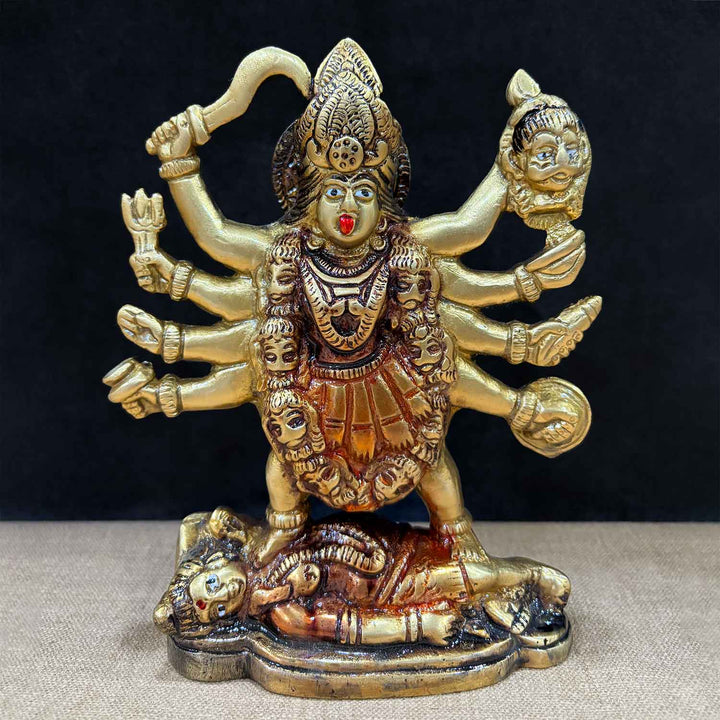 6.7 Inch Brass Kali Mata Sculpture β Fierce and Divine Handcrafted Idol of Goddess Kali, Symbolizing Strength, Destruction of Evil, and Spiritual Power for Home Temple and Ritual Worship. No.1 Brass Idol Store www.satvikstore.in