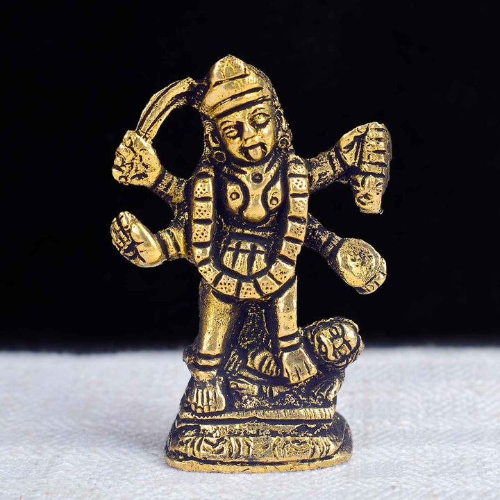2.2 Inch Kali Mata Dashboard Figurine – Compact Brass Idol for Car or Office, Symbol of Power and Protection. No.1 Brass Idol Store www.satvikstore.in