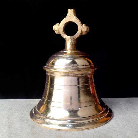 13.8 Inch Brass Temple Ghanta β Large Bell for Home Temple and Pooja Rituals, Symbolizing Sacred Sound and Divine Blessings. India's Largest Puja Accessories Brand - Satvik No. 1 Brass Idol Collection